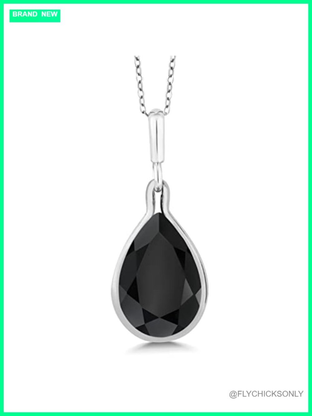 7.37 Cttw Black Onyx Pear Pendant Necklace 925 Sterling Silver 18 in Chain